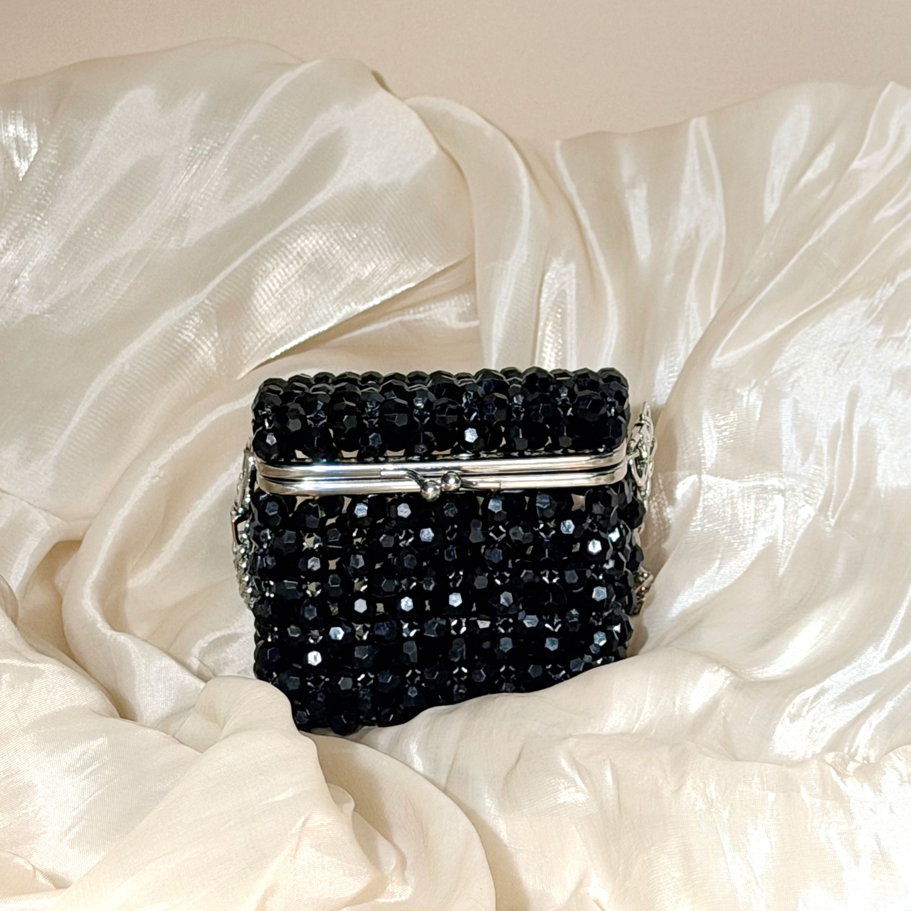 Women'S Accessories Purse - Vintage Black Beaded Clutch Bag with