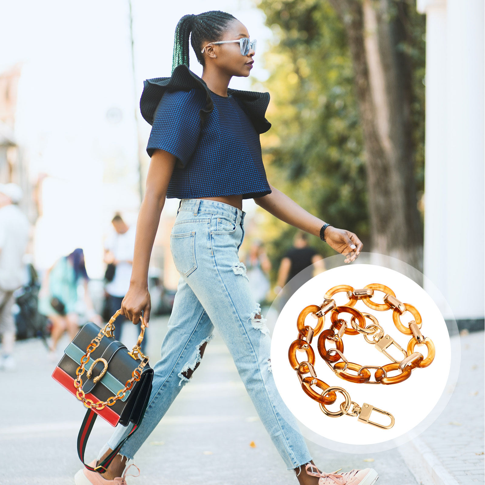 Women'S Accessories Purse - Retro Decorative Resin Bag Chain Women