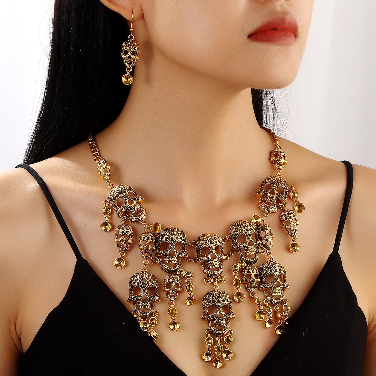 Layered Necklace Set - Halloween Gift Retro Exaggerated Gold Plated