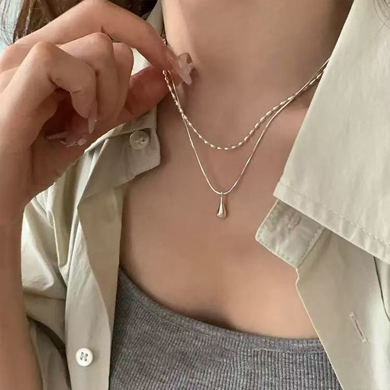 Real 925 Sterling Silver Doubl - Layered Necklace Set recensione e prezzo