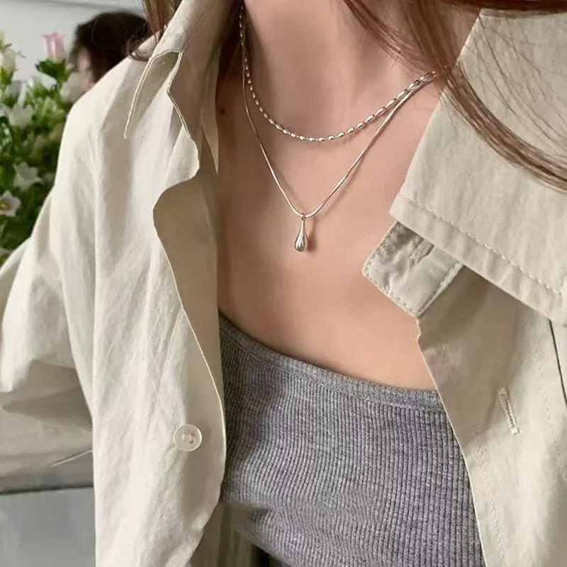 Real 925 Sterling Silver Doubl - Layered Necklace Set recensione e prezzo
