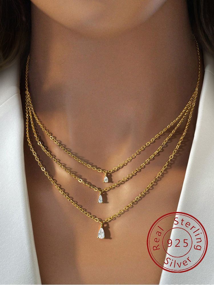 925 Sterling Silver Three Laye - Layered Necklace Set recensione e prezzo