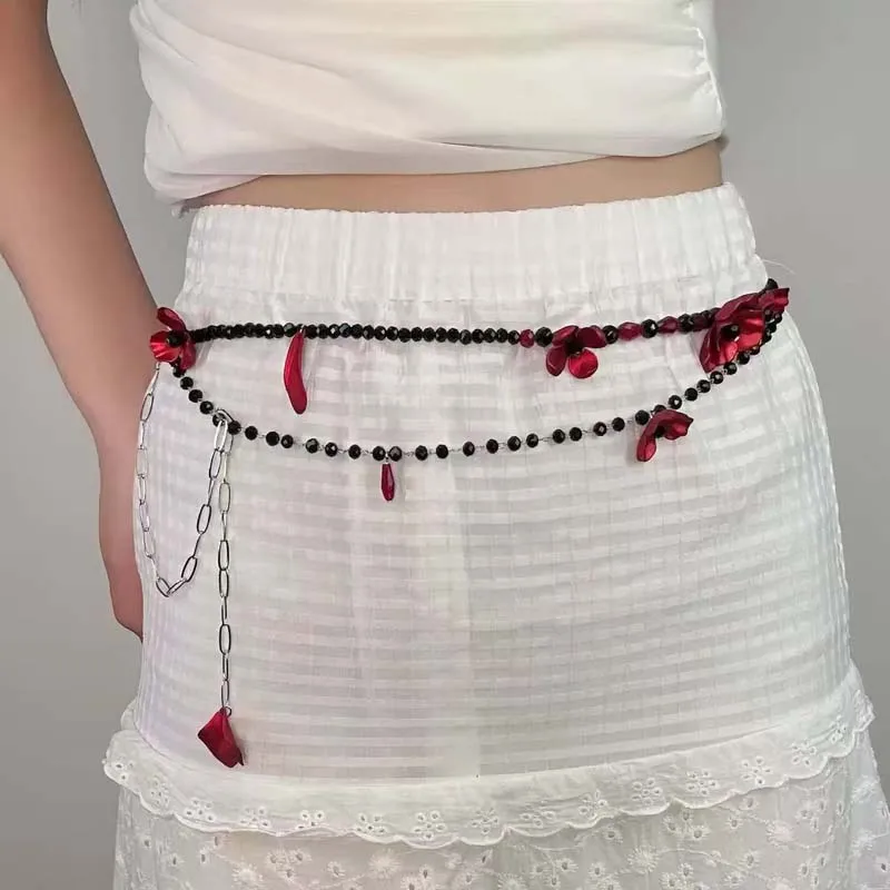 Vintage Red Flower Waist Chain - Women Jewelry Accessories For Black Dress recensione e prezzo