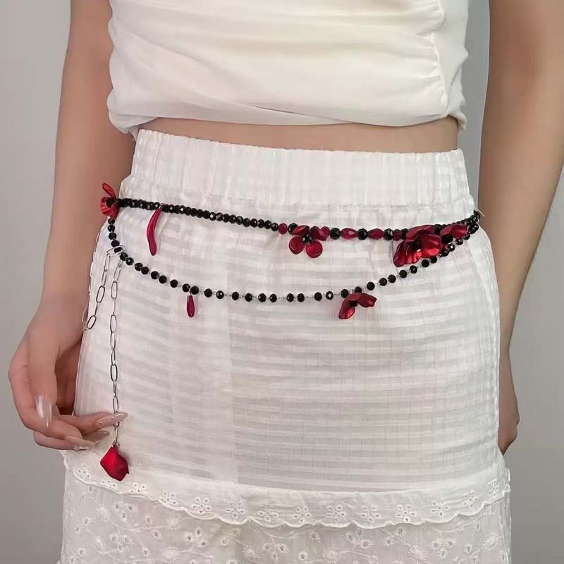 Vintage Red Flower Waist Chain - Women Jewelry Accessories For Black Dress recensione e prezzo