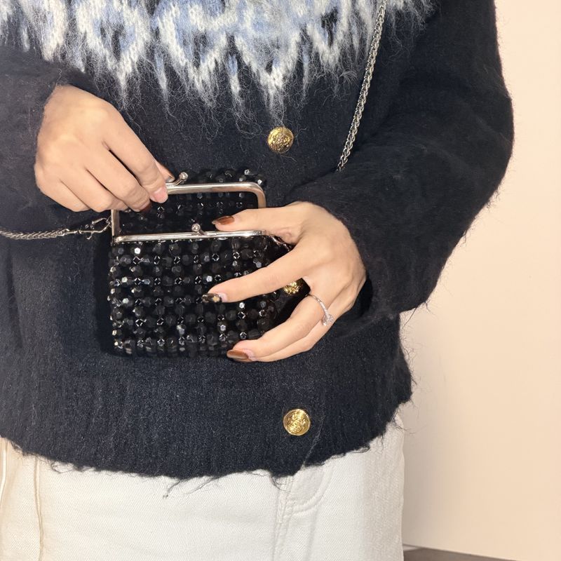 Vintage Black Beaded Clutch Ba - Women'S Accessories Purse recensione e prezzo