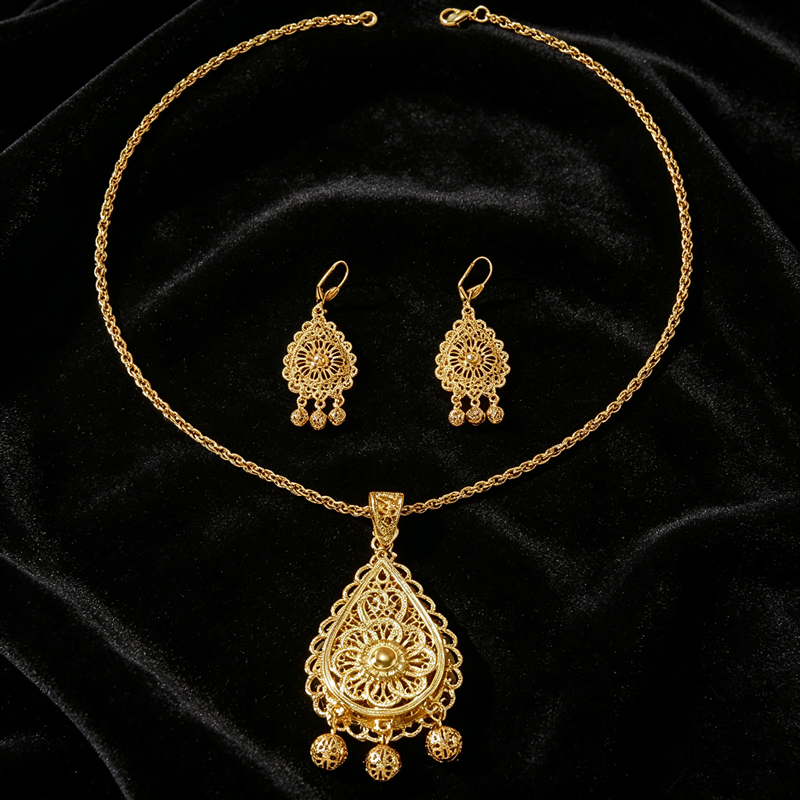 Plated Hollow Carved Set, Doub - Layered Necklace Set recensione e prezzo