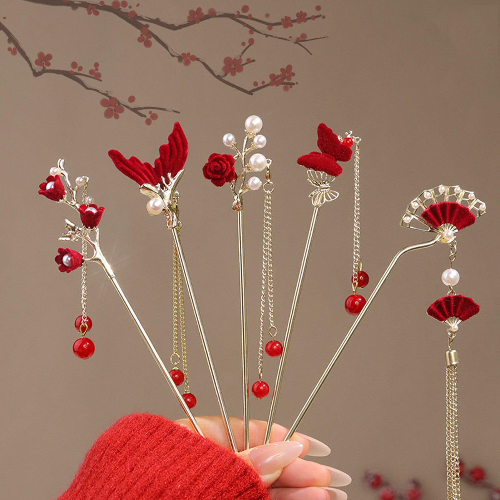 Chinese Style Rose Flower Hair - Women Accessories For Hand recensione e prezzo