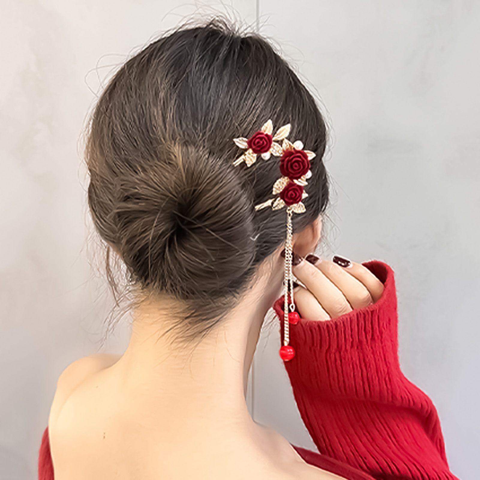 Chinese Style Rose Flower Hair - Women Accessories For Hand recensione e prezzo