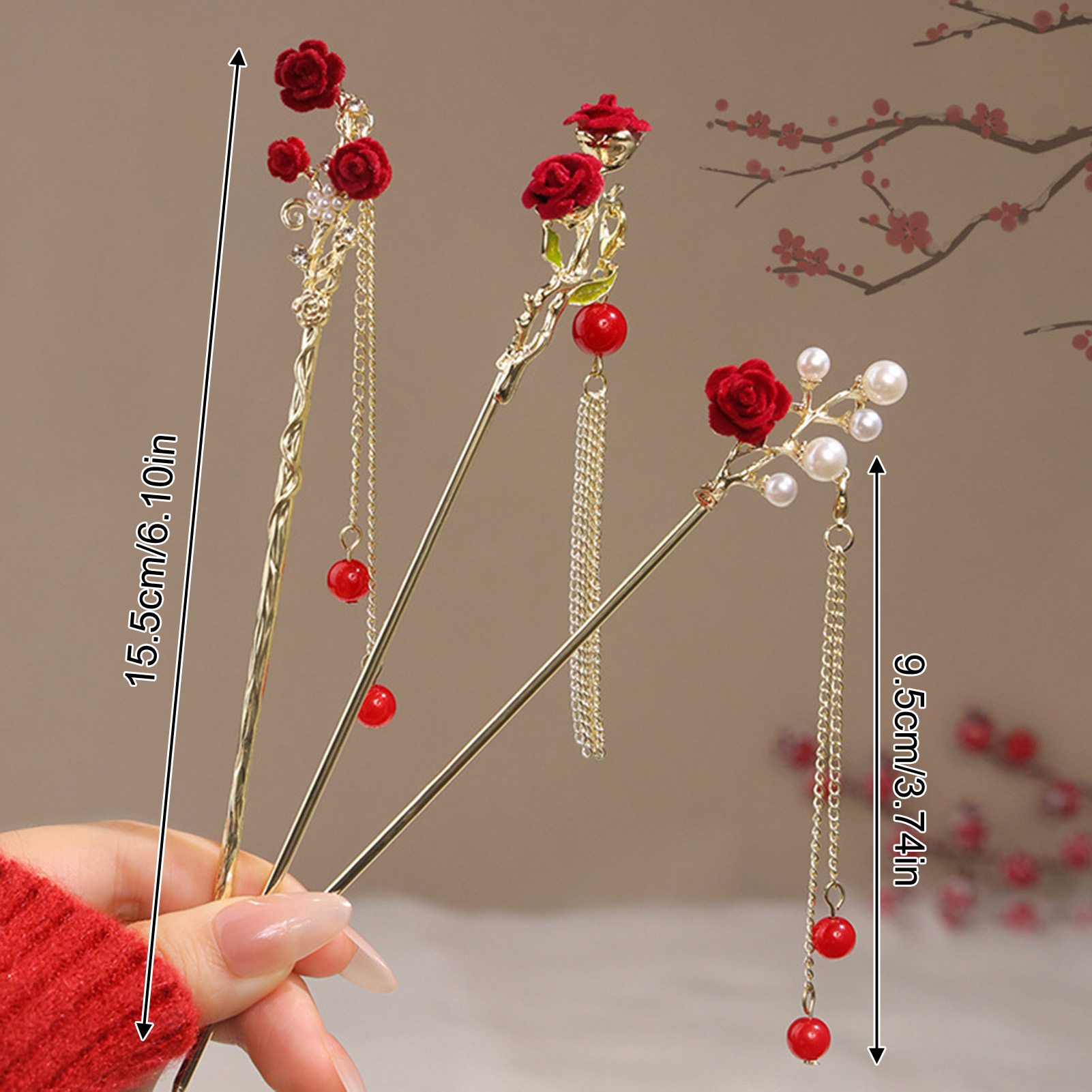 Chinese Style Rose Flower Hair - Women Accessories For Hand recensione e prezzo