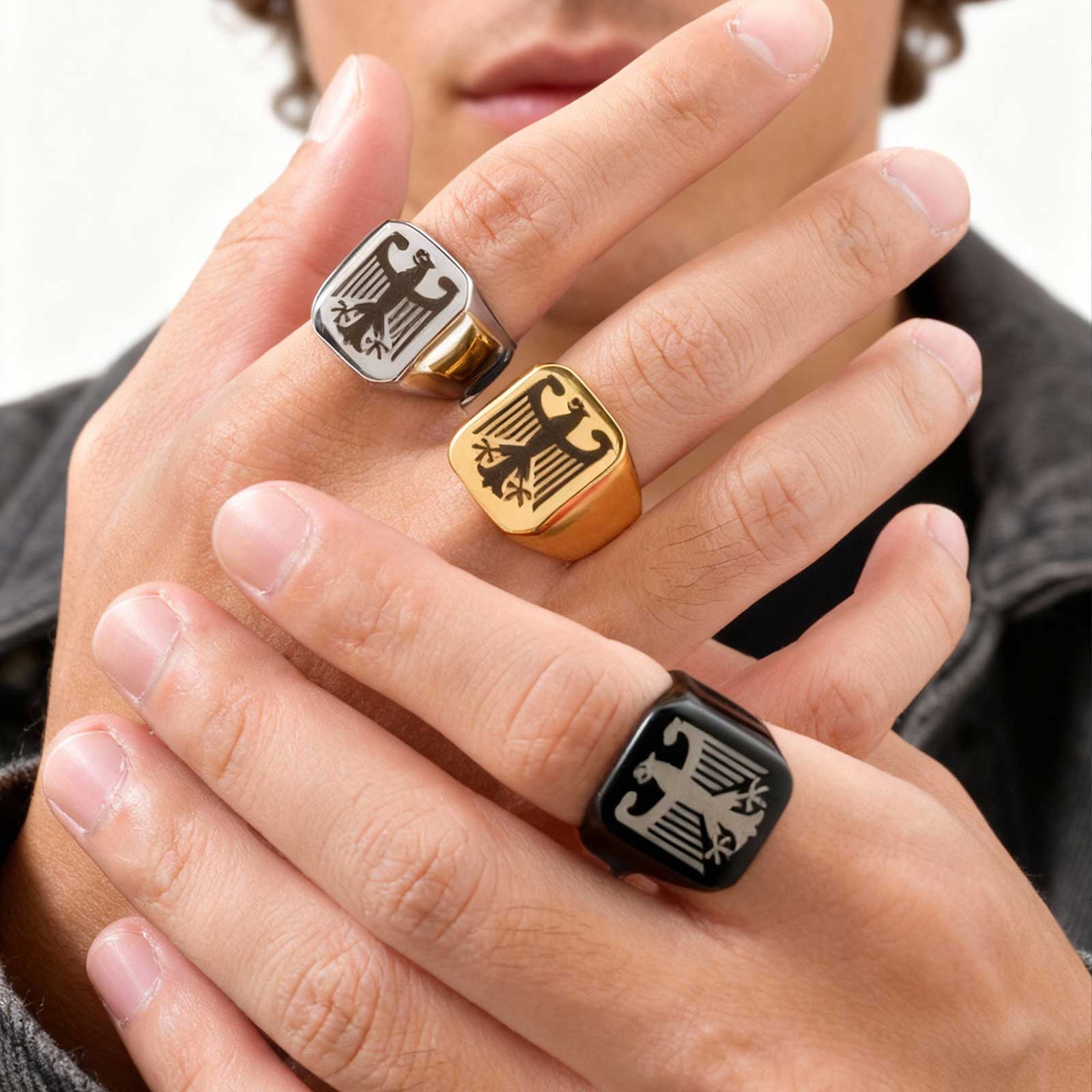 Custom Flying Hawk Eagle Ring  - Women Accessories Logo recensione e prezzo
