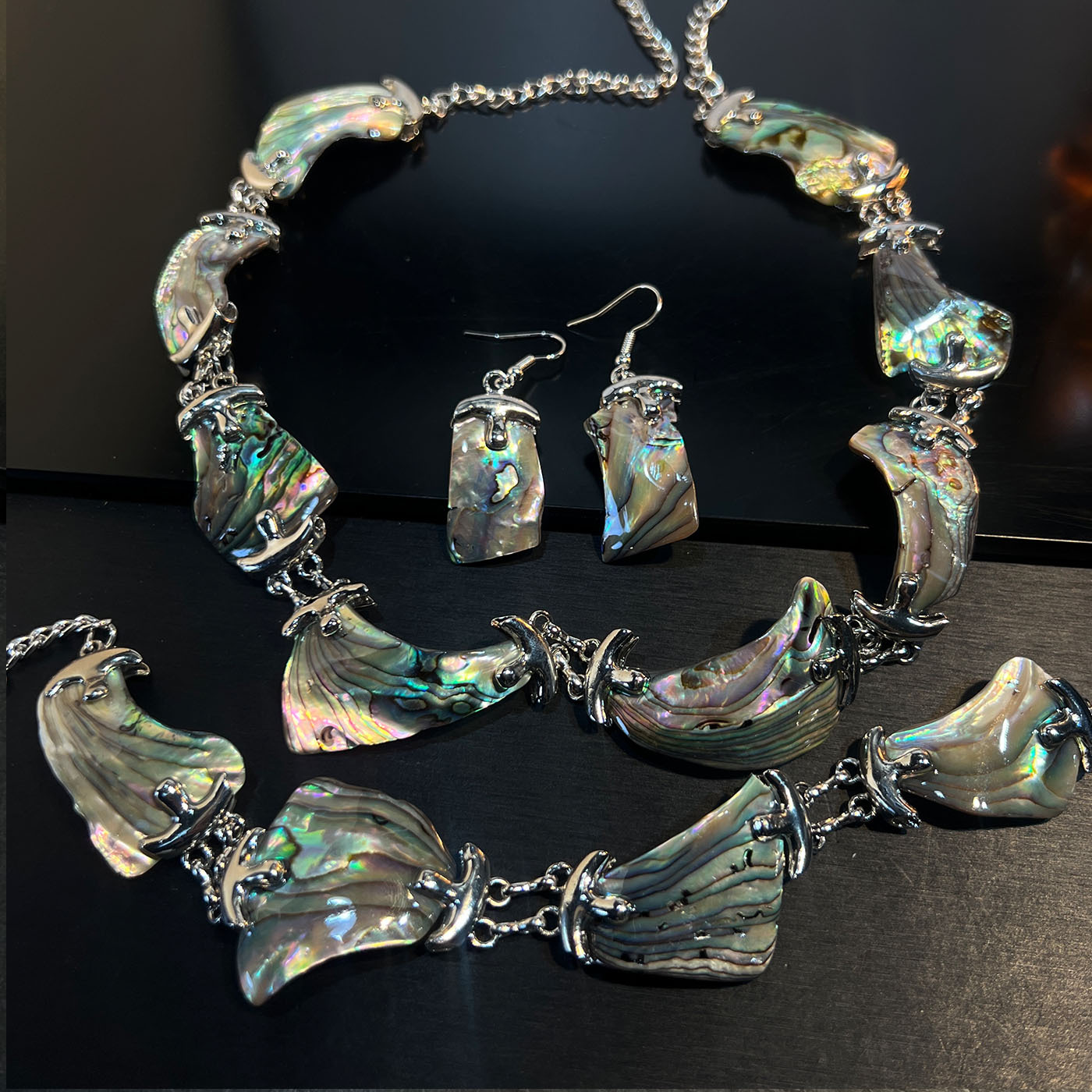Set Jewelry Abalone white blac - Women Jewelry Accessories For Black Dress recensione e prezzo