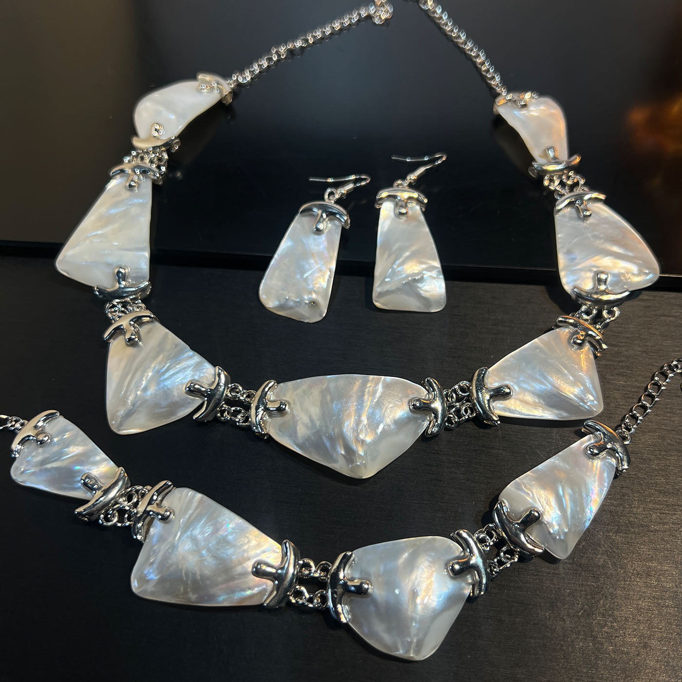Set Jewelry Abalone white blac - Women Jewelry Accessories For Black Dress recensione e prezzo