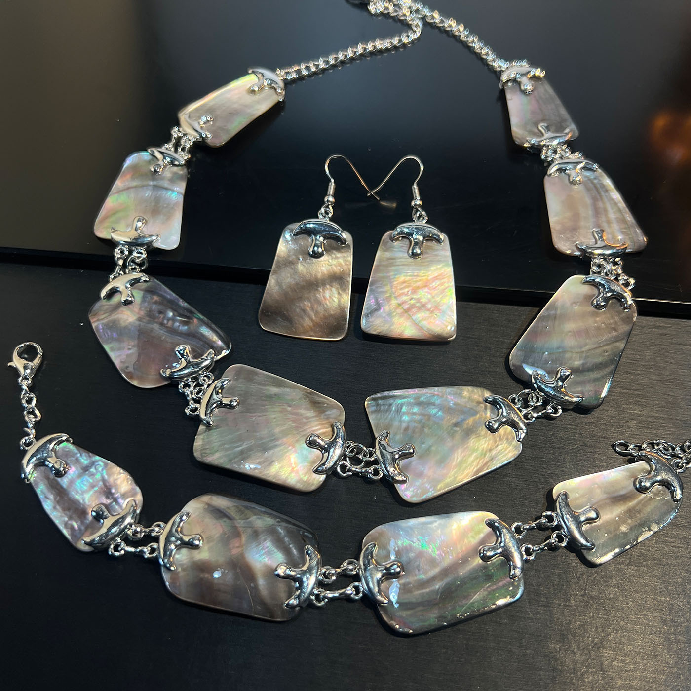 Set Jewelry Abalone white blac - Women Jewelry Accessories For Black Dress recensione e prezzo