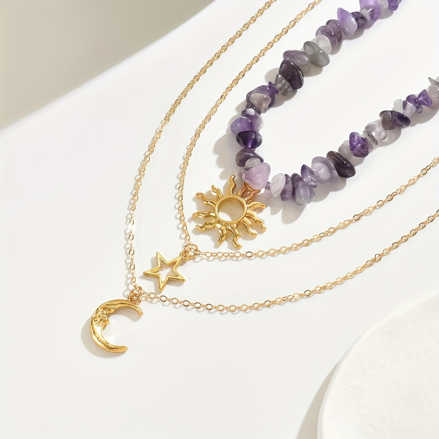 2pcs Set Fashion Natural Stone - Layered Necklace Set recensione e prezzo