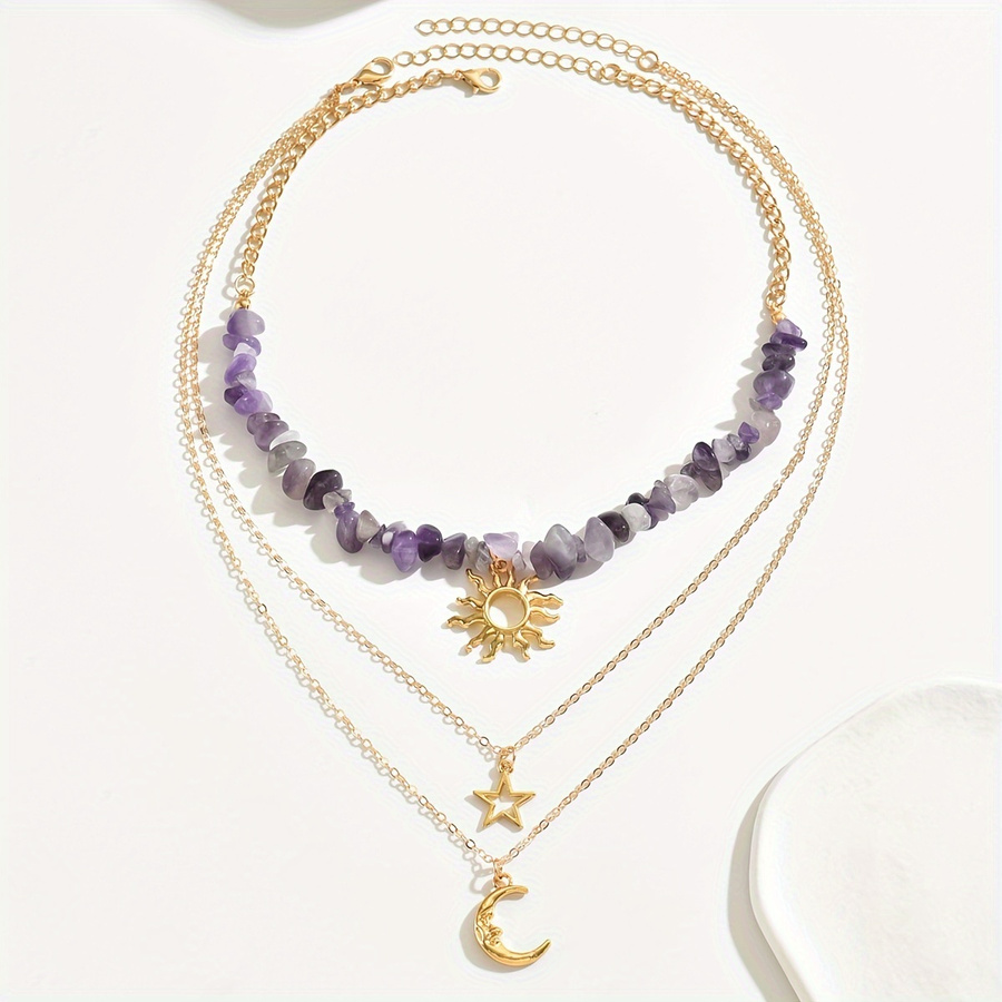 2pcs Set Fashion Natural Stone - Layered Necklace Set recensione e prezzo