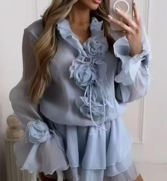 Elegant Multi-Layer Ruffles Fl - Layered Necklace Set recensione e prezzo