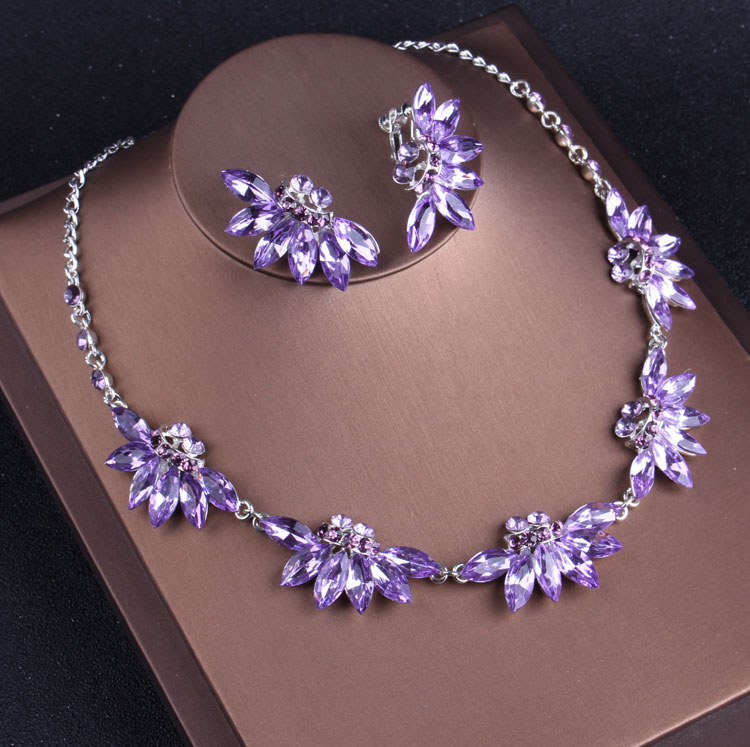 Noble Purple Crystal Bridal Je - Women Jewelry Accessories For Black Dress recensione e prezzo