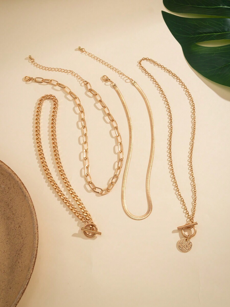 4pcs/Set Vintage Simple Flat S - Layered Necklace Set recensione e prezzo