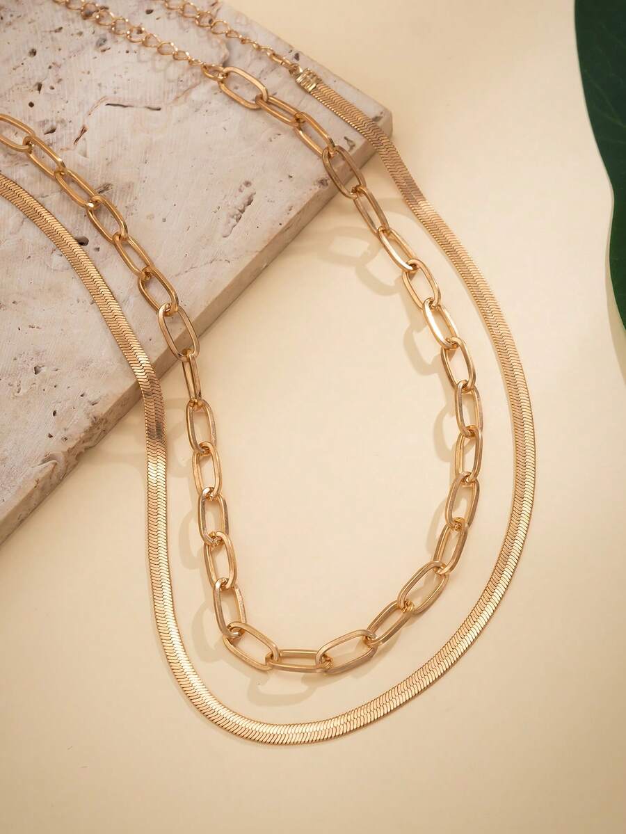 4pcs/Set Vintage Simple Flat S - Layered Necklace Set recensione e prezzo