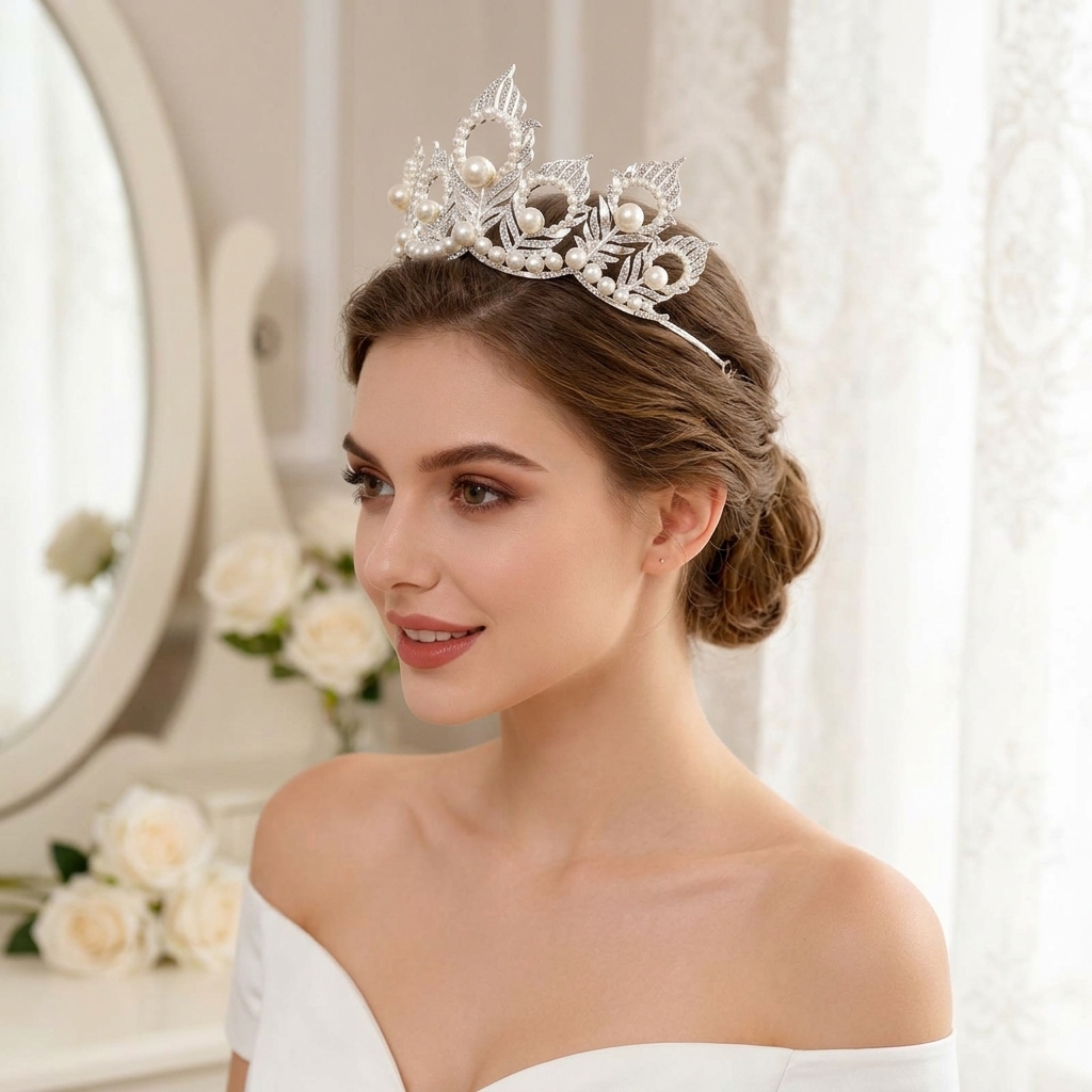 Pearl Crown Headpiece With Pea - Women'S Vintage Accessories recensione e prezzo