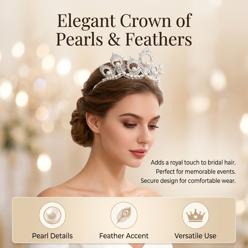 Pearl Crown Headpiece With Pea - Women'S Vintage Accessories recensione e prezzo